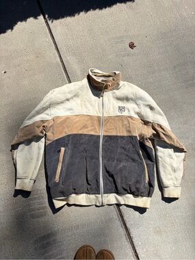 Phat Farm Cream, Tan & Black Colorblock Zip Jacket